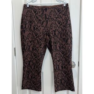 Cabi Snakeskin Print High Rise Cropped Flare Pants Brown Black Womens XL